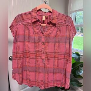 Anthropologie Pilcro Pink Plaid Blouse